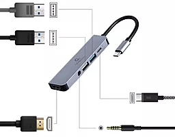 Мультипортовый USB Type-C хаб Cablexpert 5-in-1 hub gray (A-CM-COMBO5-02) - миниатюра 2