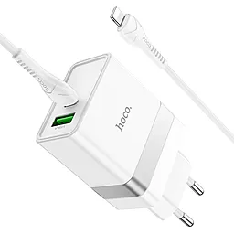 Сетевое зарядное устройство Hoco N21 Topspeed PD30W QC3.0 + USB Type-C to Lightning Cable White - миниатюра 4