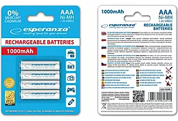 Акумулятор Esperanza AAA / R03 Ni-MH 1000mAh (EZA102W) 4шт White 1.2 V - мініатюра 2