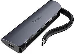 Мультипортовый USB Type-C хаб Hoco HB13 USB-C EasyLink 3USB 3.0 HDMI USB-C (PD) OTG Black
