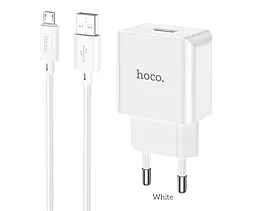 Сетевое зарядное устройство Hoco C106A 2.1A USB Port + mirco USB Cable White - миниатюра 3