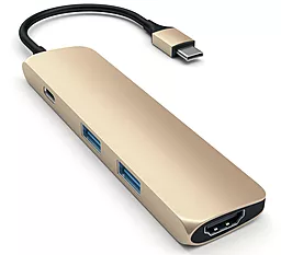 Мультипортовый USB Type-C хаб Satechi USB-C -> USB 3.0х2/HDMI/USB-C Gold (ST-CMAG)
