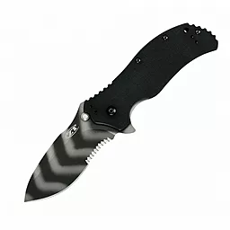 Нож Zero Tolerance FOLDER G-10 BLACK/TIGER STRIPE, serrated (ZT0350TSST)