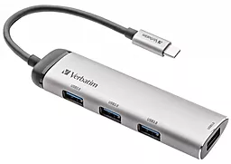USB Type-C хаб Verbatim USB-C/4хUSB3.0 Silver/Black (49147)