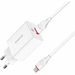 Сетевое зарядное устройство с быстрой зарядкой Borofone BA21A Long Jorney 18w + micro USB cable home charger white - миниатюра 2