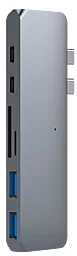 Мультипортовый USB Type-C хаб Qitech Aluminum USB-C Type-A HDMI 4K MicroSD SD Space Gray - миниатюра 2