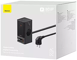 Сетевое зарядное устройство Baseus PowerCombo Digital PowerStrip 65W USB-C+A + Type-C Cable 1.5м Black (PSLR000301) - миниатюра 8
