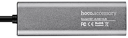 USB-A хаб Hoco HB1 Line Machine 0.8m USB-A to 4xUSB 2.0 hub Tarnish - мініатюра 4