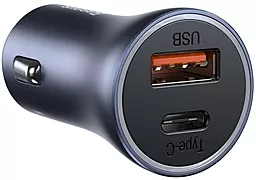 Автомобильное зарядное устройство с быстрой зарядкой Baseus Golden Contactor Pro Dual USB-A/USB-C ports 40w QC 5A + USB-C/Lightning cable black (TZCCJD-B0G) - миниатюра 3