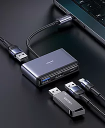USB Type-C хаб Usams US-SJ627 4-in-1 Multifunctional USB-C + 2xUSB 3.0 + USB 2.0 HUB Grey - миниатюра 5