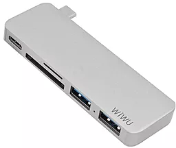 Мультипортовий Type-C хаб WIWU Dock T6 USB-C/SD/2xUSB3.0 Silver