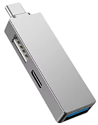 Мультипортовий USB Type-C концентратор (хаб) WIWU T02 Pro USB 2.0 + USB 3.0 + USB-C Silver