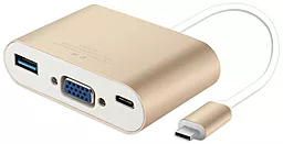 Мультипортовий Type-C хаб Baseus Sharp Series USB-C -> VGA/USB 2.0/USB Type-C Luxury Gold (CAAPMCBK-HVA0V)