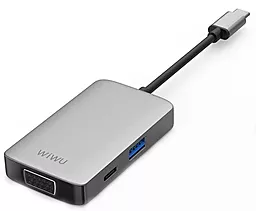 Мультипортовий Type-C хаб WIWU Alpha A513HVP USB-C -> HDMI+3.5mm+VGA+USB 3.0+USB Type-C