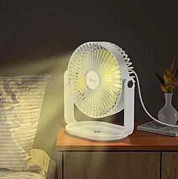 Портативный вентилятор HOCO F14 multifunctional powerful desktop fan White - миниатюра 8