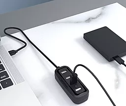Концентратор (USB хаб) Vention USB Hub 4-Port 2.0 Black, 0.15 m (VAS-J43) - миниатюра 3