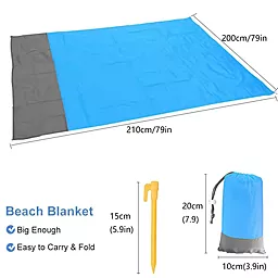 Водонепроницаемое пляжное покрывало 200 см х 210 см - миниатюра 4
