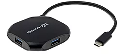 USB Type-C хаб Grand-X 4xUSB3.1 Black (GH-417)