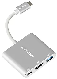 Мультипортовый USB Type-C хаб Momax Elite USB-C -> HDMI/USB 3.0/Type-C Silver (DHC4S)
