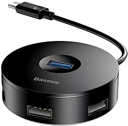 USB-A хаб Baseus Round Box Hub USB-C ->1xUSB 3.0, 3xUSB 2.0 Black (CAHUB-G01)