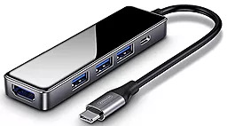Мультипортовый USB Type-C хаб Joyroom Hui Series USB-C -> 3xUSB3.0, 1xPD, 1xHDMI Gray (S-M207)