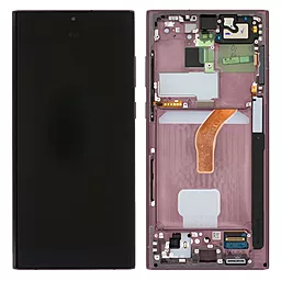 Дисплей Samsung Galaxy S22 Ultra S908 с тачскрином и рамкой, сервисный оригинал, Burgundy