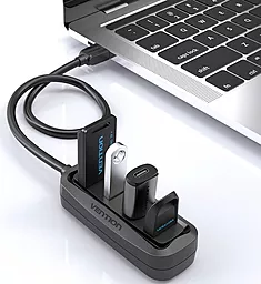 Концентратор (USB хаб) Vention USB Hub 4-Port 2.0 Black, 0.15 m (VAS-J43) - миниатюра 2