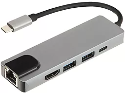 USB Type-C концентратор (хаб) BYL-2007 Metal 5in1 Grey