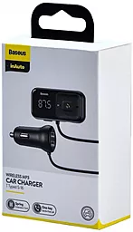 Автомобильное зарядное устройство с FM-модулятором Baseus Wireless MP3 Bluetooth Car Charger T typed S-16 2USB 3.1A + AUX Cable Black (CCTM-E01 / CCMT000201) - миниатюра 6