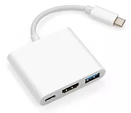 Мультипортовый USB Type-C хаб Vinga USB-C -> 1xUSB Type C, 1xHDMI, USB 3.0 White (HUB042) - миниатюра 2