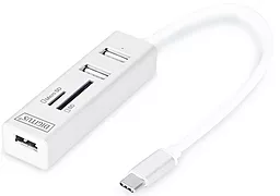Мультипортовый USB Type-C хаб Digitus USB-C -> 3x USB 2.0 + Card Reader Silver (DA-70243)