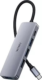 Мультипортовый USB Type-C хаб WIWU Alpha 541BC 5-in-1 grey - миниатюра 2