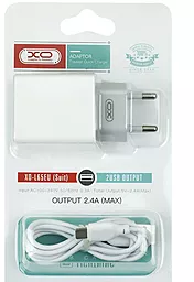 Сетевое зарядное устройство XO L65 Double USB 2.4A + USB Type-C Cable White - миниатюра 3