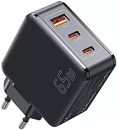 Сетевое зарядное устройство Essager 65w GaN PD/QC4.0 2xUSB-C/USB-A ports charger black (ECT2CA-JZB01-Z)
