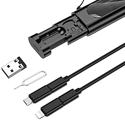 Кабель USB PD Borofone BU36 Show 60w 3a 3-in-1 USB to Type-C/Lightning/micro USB cable + Storage Case black - миниатюра 5