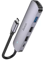 Мультипортовый USB Type-C хаб Hoco HB27 5-Iin-1 Hub gray - миниатюра 5