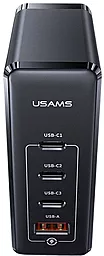 Сетевое зарядное устройство Usams US-CC163 T50 100W 3xUSB - C + A Ports ACCC GaN Fast Charger Black - миниатюра 2