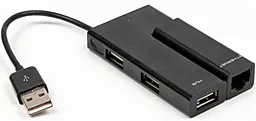 USB-A хаб Viewcon 2xUSB 2.0, 1xRJ-45 100Mb (VE450B) Black