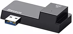 USB хаб Baseus Multifunctional USB 3.0 - 1xRJ45, 2xUSB 3.0 Black (CAHUB-FP01) - миниатюра 3