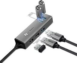 USB хаб Baseus Cube USB - 3xUSB 3.0 + 2xUSB 2.0 Dark Gray (CAHUB-C0G) - миниатюра 3