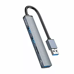 USB хаб Orico USB3.0 2xUSB2.0 Cardreader TF Gray (AH-A12F-GY-BP)