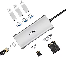 Мультипортовый USB Type-C хаб WIWU Alpha A631STR 6-in-1 grey - миниатюра 4