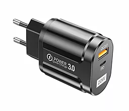 Сетевое зарядное устройство Powermax Duo Alpha 20W PD/QC U+C + micro USB cable Black - миниатюра 6