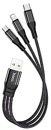 Кабель USB Hoco X47 Harbor 3-in-1 USB Type-C/Lightning/micro USB Cable 2.4A 0.2m Black - миниатюра 2