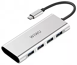 USB Type-C хаб WIWU Adapter Apollo USB-C -> 4xUSB3.0 HUB Silver (A440)