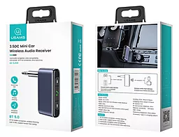 Bluetooth адаптер Usams US-SJ519 3.5DC Mini Car Wireless Audio Receiver BT5.0 Grey - миниатюра 2
