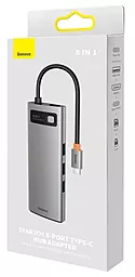 Мультипортовый USB Type-C хаб Baseus Metal Gleam Series 8-in-1 Hub gray (WKWG050113) - миниатюра 5