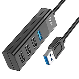 USB-A хаб Hoco HB25 Easy mix 4-in-1 Hub Black