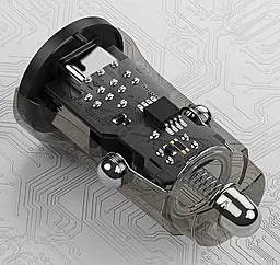 Автомобильное зарядное устройство Powermax Transparent Alpha 48W PD/QC U+C + USB-C cable Black - миниатюра 5