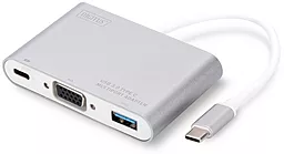 Мультипортовий USB-A хаб Digitus USB-C -> VGA/USB 3.0/Type-C Silver (DA-70839)